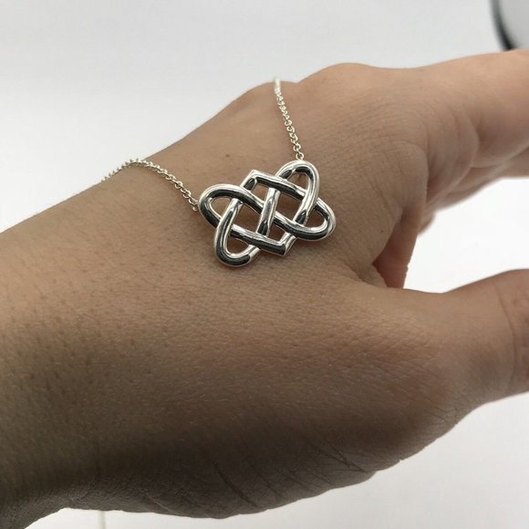 LIKE NEW!! Tiffany & Co. Sterling Silver Celtic Love Knot Necklace - Picture 1 of 5
